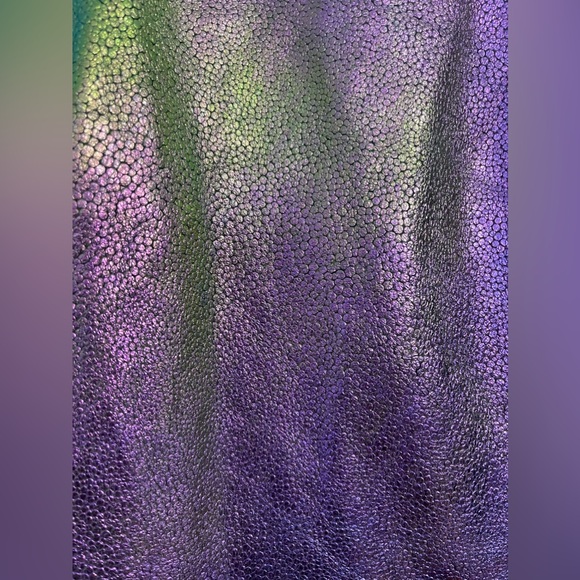 MASON by Michelle Mason Purple Iridescent Lambskin Leather and Silk Gown - Picture 10 of 11